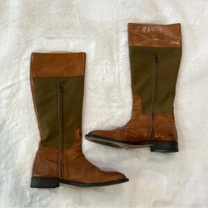 J Crew canvas and leather fall equestrian riding boots 8.5